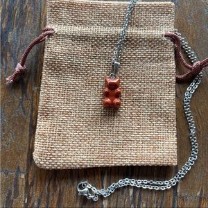 Red Jasper Gummy Bear Necklace Red Jasper Necklace Y2K Crystal Necklace